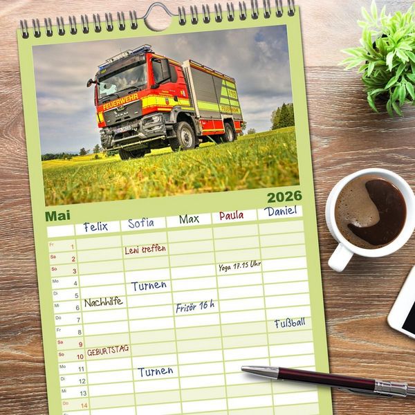 Produktbild: Familienplaner 2026 - Einsatzfahrzeuge 112 mit 5 Spalten (Wandkalender, 21 x 45 cm) CALVENDO