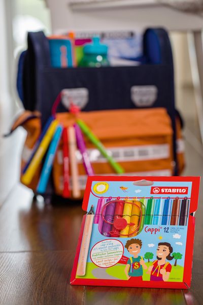 Produktbild: STABILO Filzstift mit Kappenring -   Cappi - 12er Pack - mit 12 verschiedenen Farben