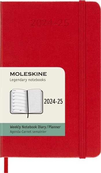 Moleskine 18 Monate Wochen Notizkalender 2024/2025, P/A6, Fester Einband, Scharlachrot