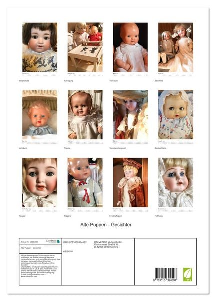 Produktbild: Alte Puppen - Gesichter (Wandkalender 2026 DIN A3 hoch), CALVENDO Monatskalender