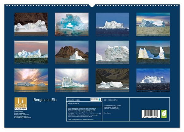 Produktbild: Berge aus Eis (hochwertiger Premium Wandkalender 2026 DIN A2 quer), Kunstdruck in Hochglanz