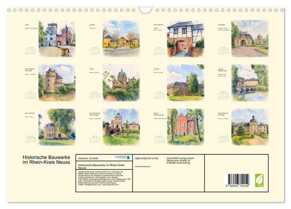 Produktbild: Historische Bauwerke im Rhein-Kreis Neuss (Wandkalender 2026 DIN A3 quer), CALVENDO Monatskalender