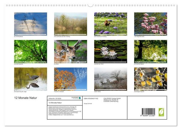 Produktbild: 12 Monate Natur (hochwertiger Premium Wandkalender 2027 DIN A2 quer), Kunstdruck in Hochglanz