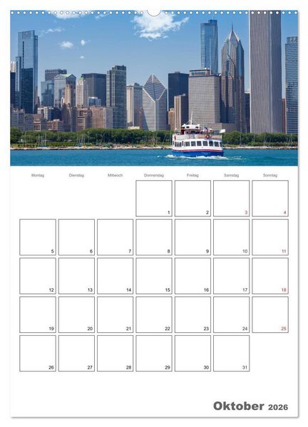 Produktbild: CHICAGO Terminplaner (hochwertiger Premium Wandkalender 2026 DIN A2 hoch), Kunstdruck in Hochglanz