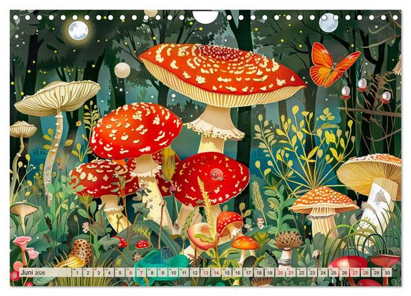 Produktbild: Zauberwelt der Pilze - Fantasievolle Pilze im verwunschenen Wald (Wandkalender 2026 DIN A4 quer), CALVENDO Monatskalender