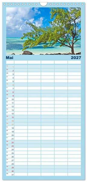 Produktbild: Familienplaner 2027 - Mauritius - Perle im Indischen Ozean mit 5 Spalten (Wandkalender, 21 x 45 cm) CALVENDO