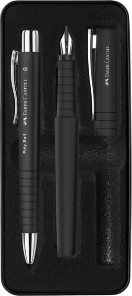 Produktbild: Faber-Castell Geschenkset F&uuml;ller + Kugelschreiber Poly Ball Pen black