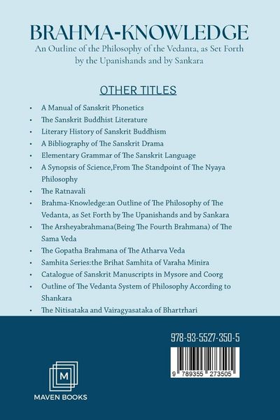 Produktbild: BRAHMA-KNOWLEDGE An Outline of the Philosophy of the Vedanta, as Set Forth by the Upanishands and by Sankara