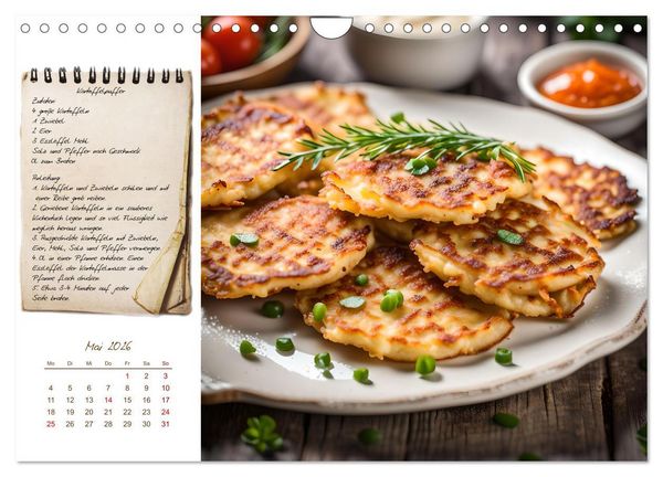 Produktbild: Kartoffelzeit - Zw&ouml;lf klassische KI Kartoffelgerichte mit Rezept (Wandkalender 2026 DIN A4 quer), CALVENDO Monatskalender