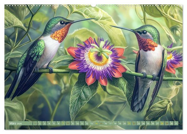 Produktbild: Kolibris - Zauberhafte Fantasiewerke (hochwertiger Premium Wandkalender 2026 DIN A2 quer), Kunstdruck in Hochglanz