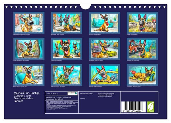 Produktbild: Malinois Fun. Lustige Cartoons vom Diensthund des Jahres! (Wandkalender 2026 DIN A4 quer), CALVENDO Monatskalender