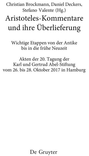 Produktbild: Aristoteles-Kommentare und ihre &Uuml;berlieferung