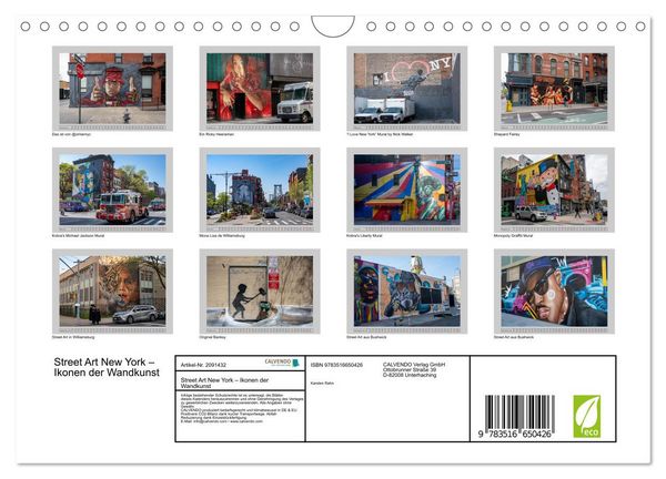 Produktbild: Street Art New York &ndash; Ikonen der Wandkunst (Wandkalender 2026 DIN A4 quer), CALVENDO Monatskalender