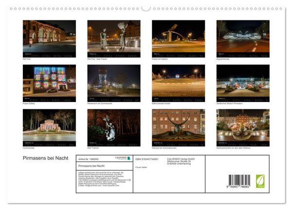Produktbild: Pirmasens bei Nacht (hochwertiger Premium Wandkalender 2026 DIN A2 quer), Kunstdruck in Hochglanz