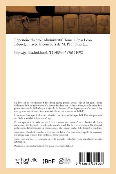 Produktbild: R&eacute;pertoire du droit administratif. Tome 4