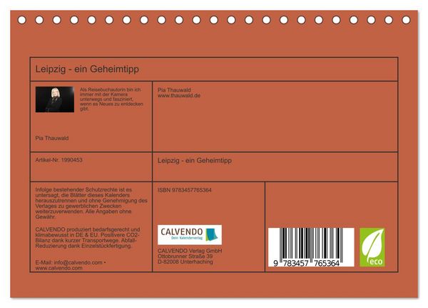 Produktbild: Leipzig - ein Geheimtipp (Tischkalender 2026 DIN A5 quer), CALVENDO Monatskalender
