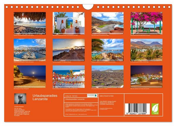 Produktbild: Urlaubsparadies Lanzarote (Wandkalender 2026 DIN A4 quer), CALVENDO Monatskalender