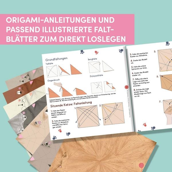 Produktbild: OrigaMIAU. Niedliche Papiertiger zum Falten. Origamiblock mit Anleitungen.