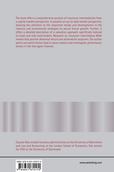 Produktbild: Valuation and Value Creation of Insurance Intermediaries