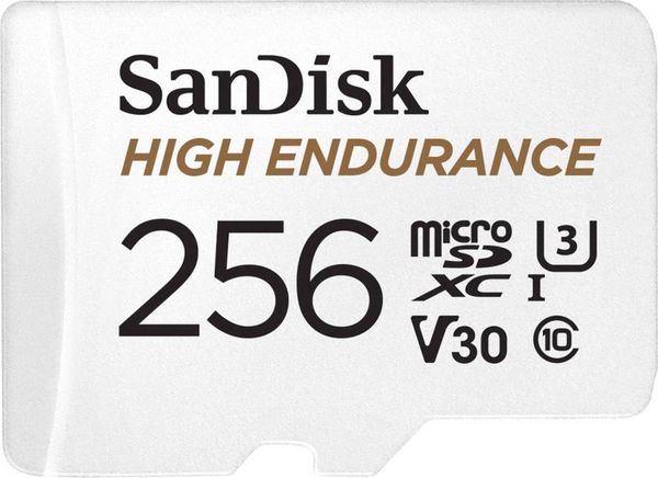 SanDisk High Endurance Monitoring miniSDXC-Karte 256 GB Class 10, UHS-I, UHS-Class 3, v30 Video Speed Class inkl. SD-Ada