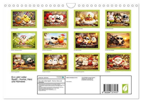 Produktbild: Ei-n Jahr voller Spa&szlig;! - Humor, Herz und H&uuml;hnerei (Wandkalender 2027 DIN A4 quer), CALVENDO Monatskalender