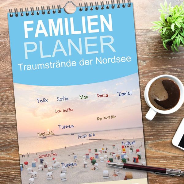 Produktbild: Familienplaner 2026 - Traumstr&auml;nde der Nordsee mit 5 Spalten (Wandkalender, 21 x 45 cm) CALVENDO