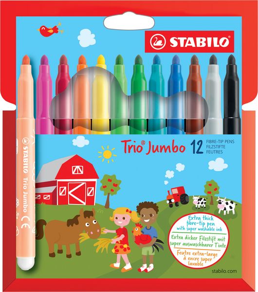 Produktbild: STABILO Dicker Filzstift -  Trio Jumbo - 12er Pack - 12 Farben