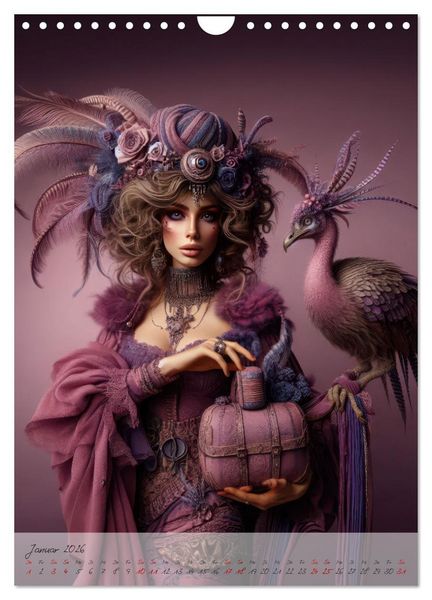Produktbild: Eleganz der Exotik - Femme Fatale im Boh&egrave;me-Chic mit tierischen Begleitern (Wandkalender 2026 DIN A4 hoch), CALVENDO Monatskalender