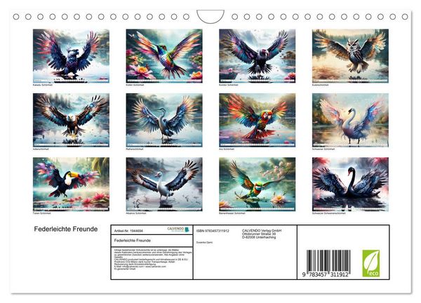 Produktbild: Federleichte Freunde (Wandkalender 2026 DIN A4 quer), CALVENDO Monatskalender