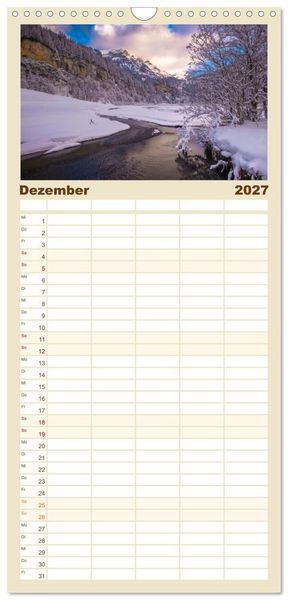 Produktbild: Familienplaner 2027 - Flusswelt Schweiz mit 5 Spalten (Wandkalender, 21 x 45 cm) CALVENDO