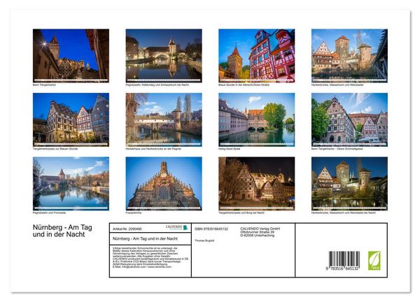 Produktbild: N&uuml;rnberg - Am Tag und in der Nacht (hochwertiger Premium Wandkalender 2026 DIN A2 quer), Kunstdruck in Hochglanz