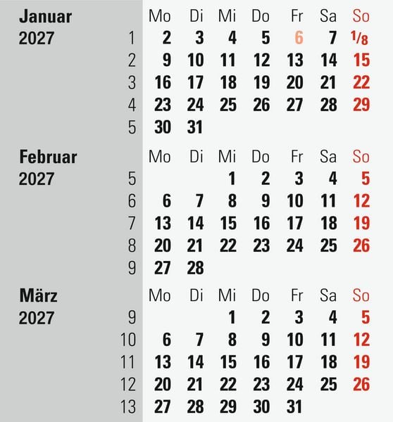 Produktbild: rido/id&eacute; 7038000307 3-Monats-Tischkalender 2027 90&times;120 mm, blau/schwarz