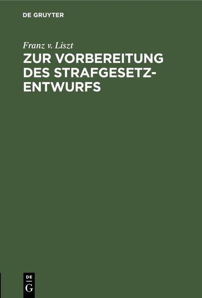 Produktbild: Zur Vorbereitung des Strafgesetzentwurfs