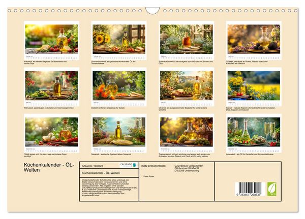 Produktbild: K&uuml;chenkalender - &Ouml;L-Welten (Wandkalender 2026 DIN A3 quer), CALVENDO Monatskalender