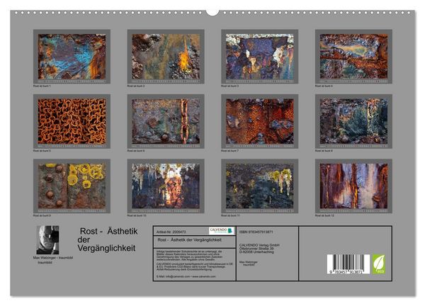 Produktbild: Rost - &Auml;sthetik der Verg&auml;nglichkeit (hochwertiger Premium Wandkalender 2026 DIN A2 quer), Kunstdruck in Hochglanz