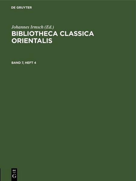 Produktbild: Bibliotheca Classica Orientalis. Band 7, Heft 4