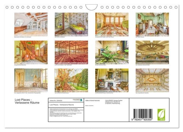 Produktbild: Lost Places - Verlassene R&auml;ume (Wandkalender 2026 DIN A4 quer), CALVENDO Monatskalender