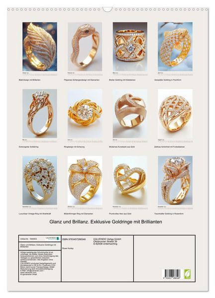 Produktbild: Glanz und Brillanz. Exklusive Goldringe mit Brillianten (Wandkalender 2026 DIN A2 hoch), CALVENDO Monatskalender