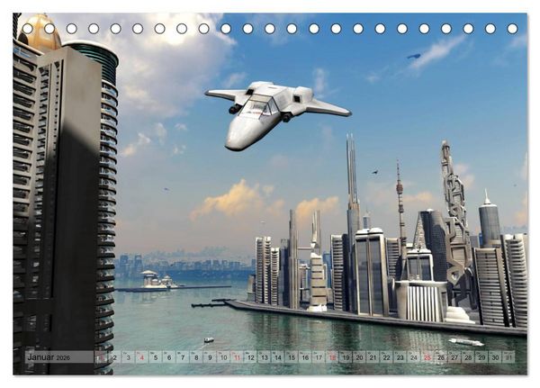 Produktbild: Zukunftswelten (Science Fiction) (Tischkalender 2026 DIN A5 quer), CALVENDO Monatskalender