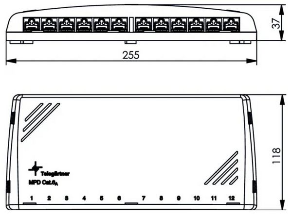 Produktbild: Teleg&auml;rtner 100006999 Verteiler CAT 6a Grau