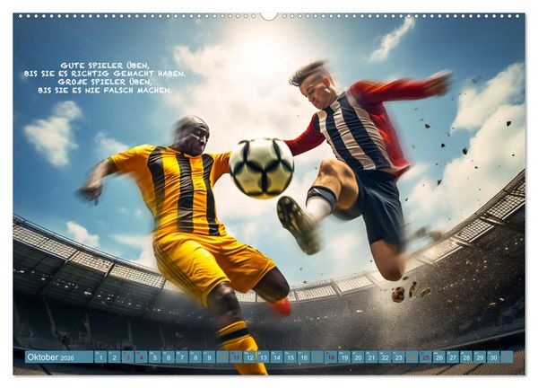 Produktbild: Fu&szlig;ball und tolle Spr&uuml;che (hochwertiger Premium Wandkalender 2026 DIN A2 quer), Kunstdruck in Hochglanz
