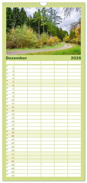 Produktbild: Familienplaner 2026 - Nationalpark Eifel - Sch&ouml;ne Tage im Gr&uuml;nen mit 5 Spalten (Wandkalender, 21 x 45 cm) CALVENDO