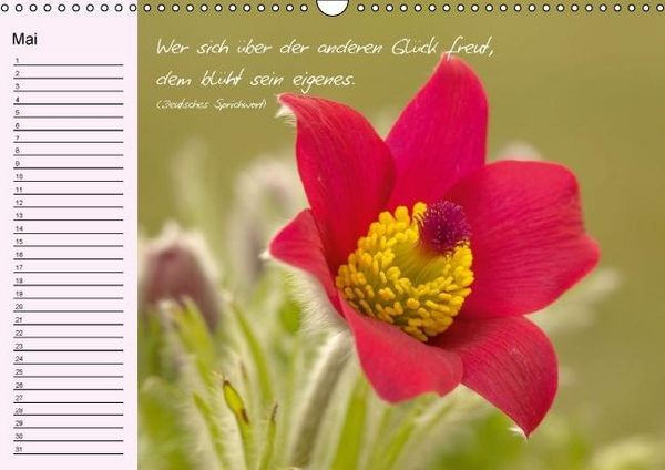 Produktbild: Blumengartenjahr - Geburtstagskalender mit sch&ouml;nen Zitaten (Wandkalender immerw&auml;hrend DIN A3 quer)