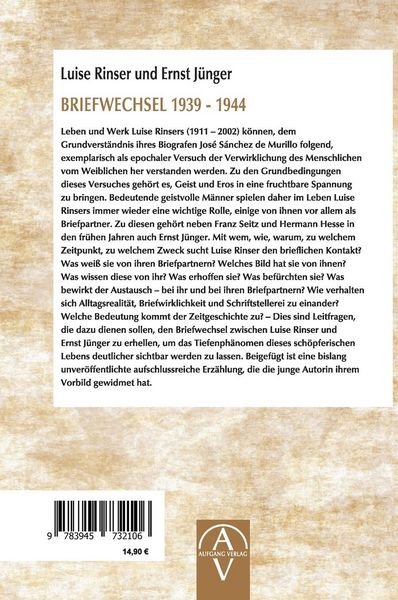 Produktbild: Luise Rinser und Ernst J&uuml;nger Briefwechsel 1939 - 1944