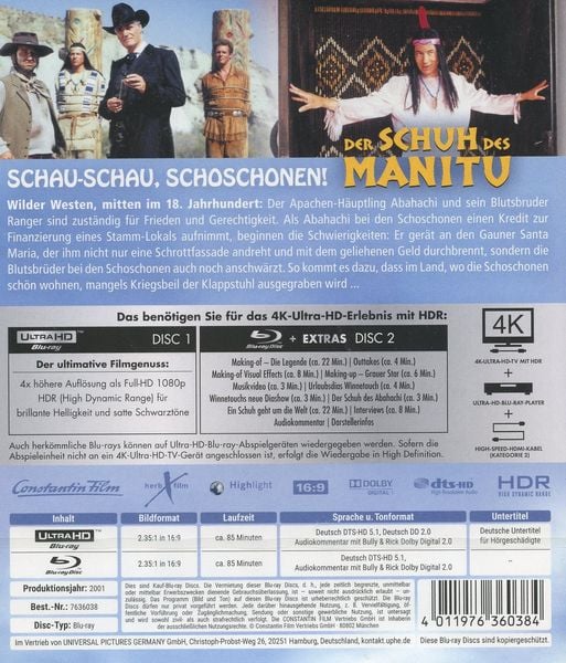 Produktbild: Der Schuh des Manitu - Remastered (4K Ultra HD) (+ Blu-ray)