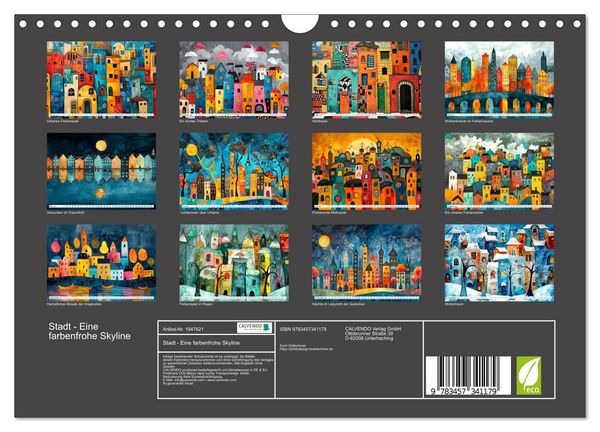 Produktbild: Stadt - Eine farbenfrohe Skyline (Wandkalender 2026 DIN A4 quer), CALVENDO Monatskalender