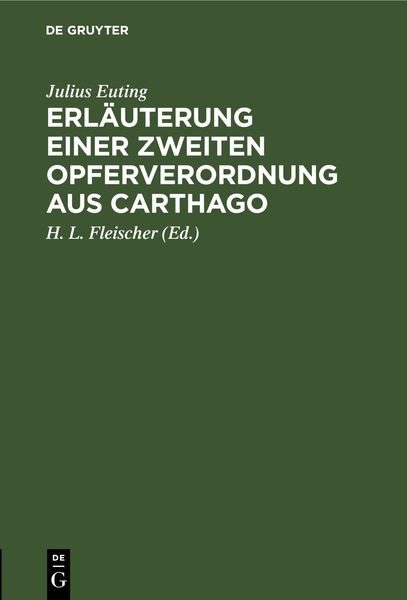 Produktbild: Erl&auml;uterung einer zweiten Opferverordnung aus Carthago