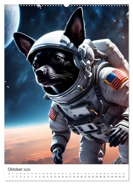 Produktbild: Chihuahua Abenteuer im Weltraum (Wandkalender 2026 DIN A2 hoch), CALVENDO Monatskalender