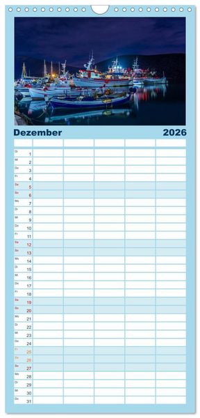 Produktbild: Familienplaner 2026 - Peloponnes - Einladung zum Chillen mit 5 Spalten (Wandkalender, 21 x 45 cm) CALVENDO