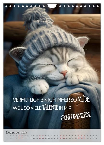 Produktbild: COOLE KATZEN Spr&uuml;cheklopfer (Wandkalender 2026 DIN A4 hoch), CALVENDO Monatskalender